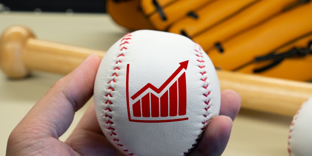 Business strategy graphic on baseball showing gains